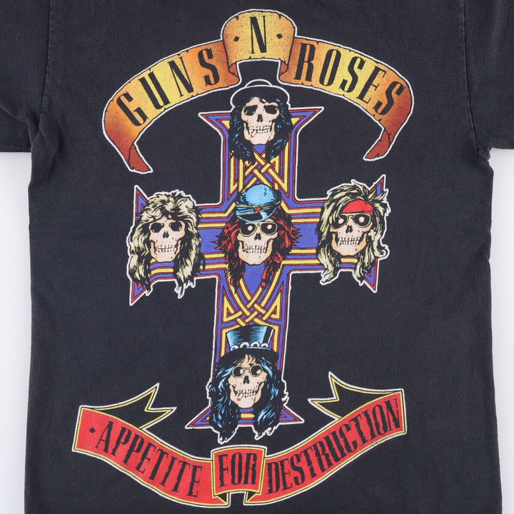 ALSTYLE GUNS N' ROSES Skull Pattern Band T-shirt, Men's M size cotton black type Vintage Second Hand