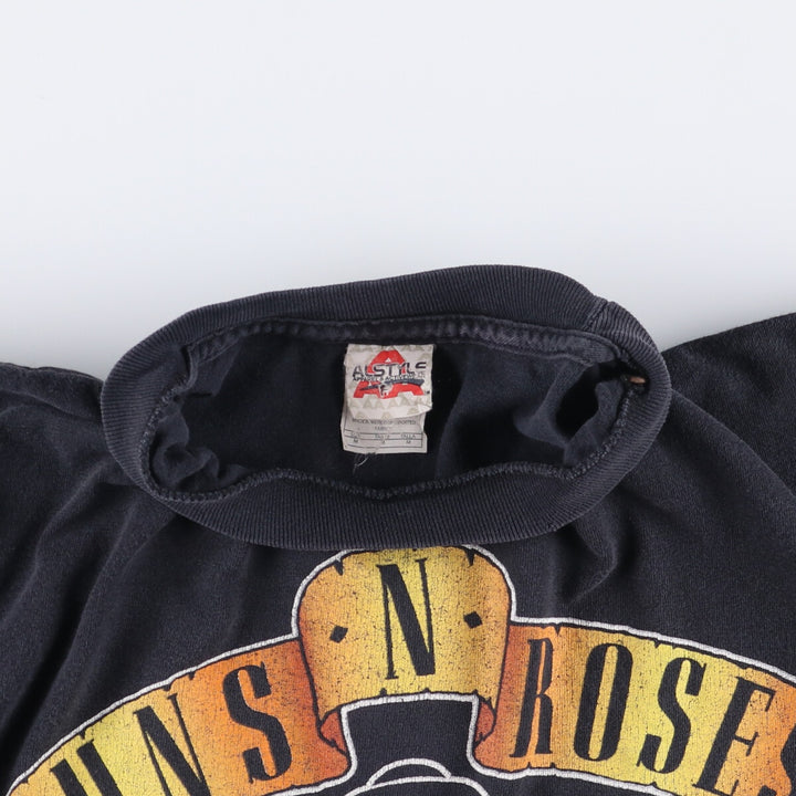 ALSTYLE GUNS N' ROSES Skull Pattern Band T-shirt, Men's M size cotton black type Vintage Second Hand