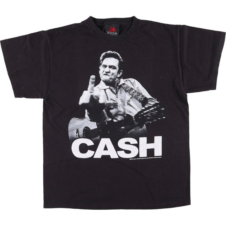 00's ZION JOHNNY CASH Johnny Cash Band T-shirt Band T Made in USA Men's M size cotton black type Vintage Second Hand