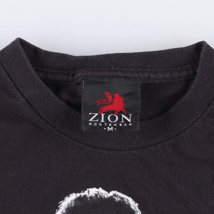 00's ZION JOHNNY CASH Johnny Cash Band T-shirt Band T Made in USA Men's M size cotton black type Vintage Second Hand