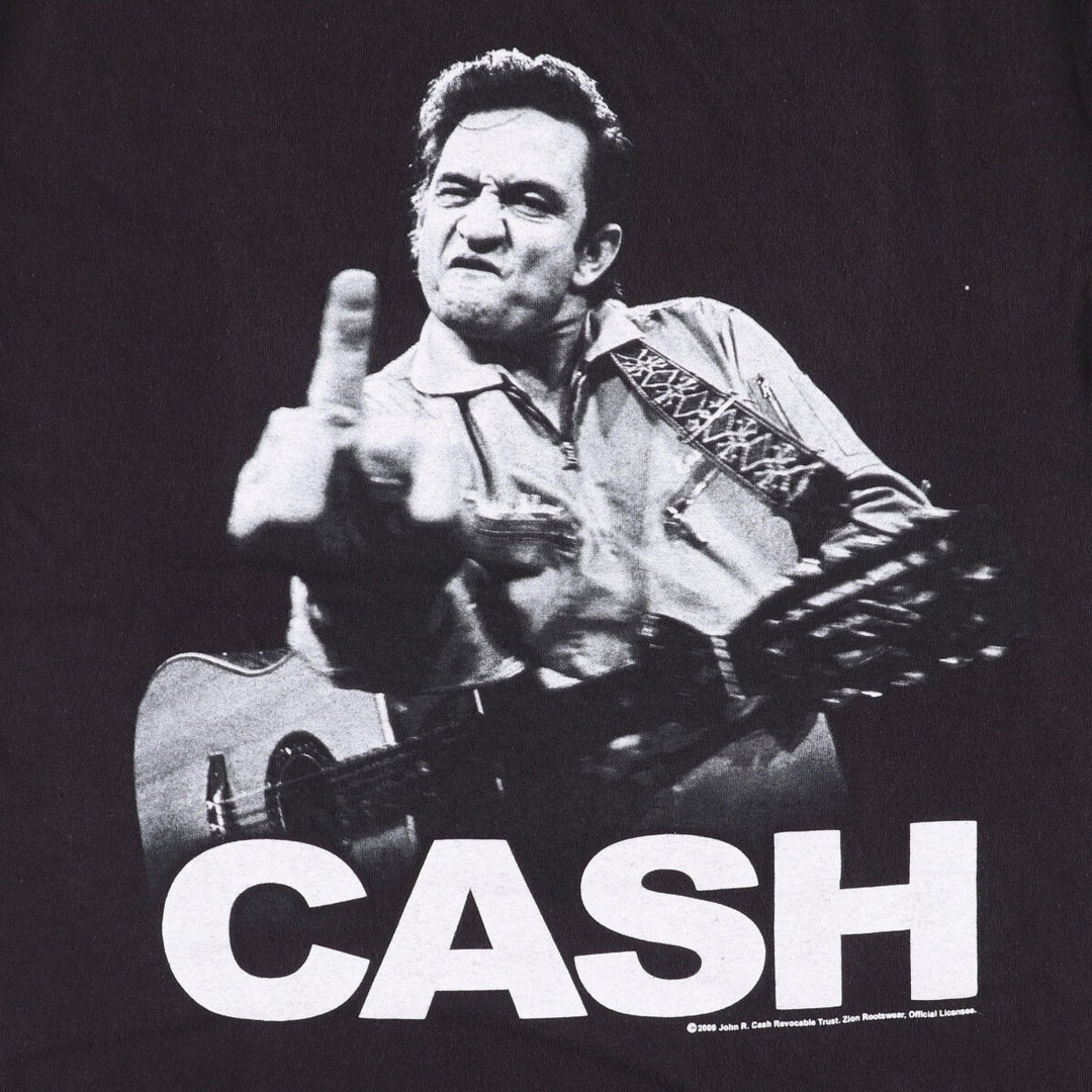 00's ZION JOHNNY CASH Johnny Cash Band T-shirt Band T Made in USA Men's M size cotton black type Vintage Second Hand