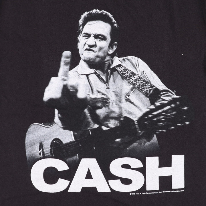 00's ZION JOHNNY CASH Johnny Cash Band T-shirt Band T Made in USA Men's M size cotton black type Vintage Second Hand