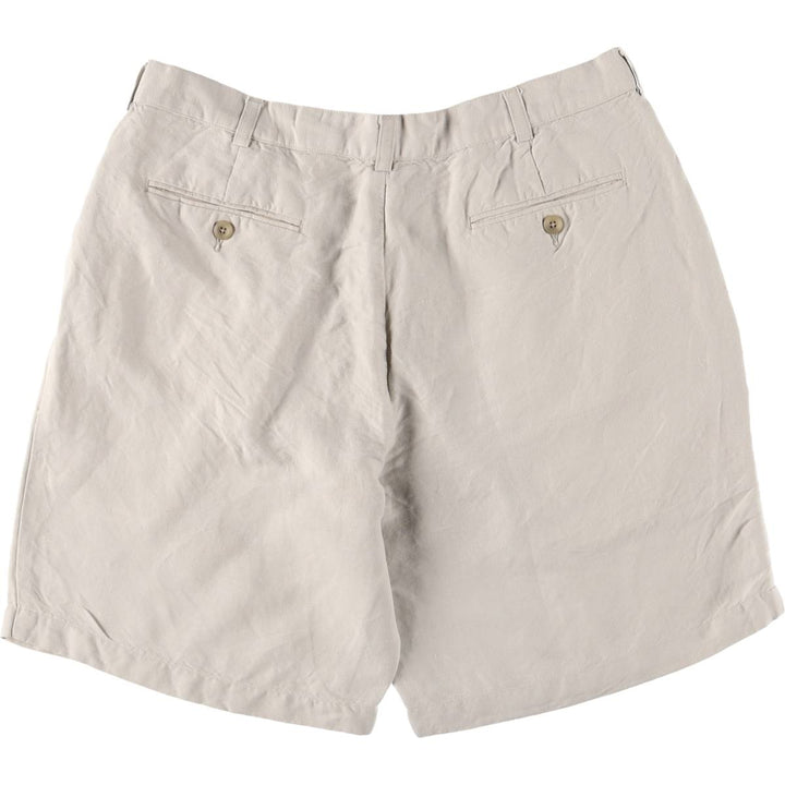 Perry Ellis PERRY ELLIS PORTFOLIO Two-pleat rayon x linen shorts, short pants for men, size W34 linen gray type Vintage Second Hand