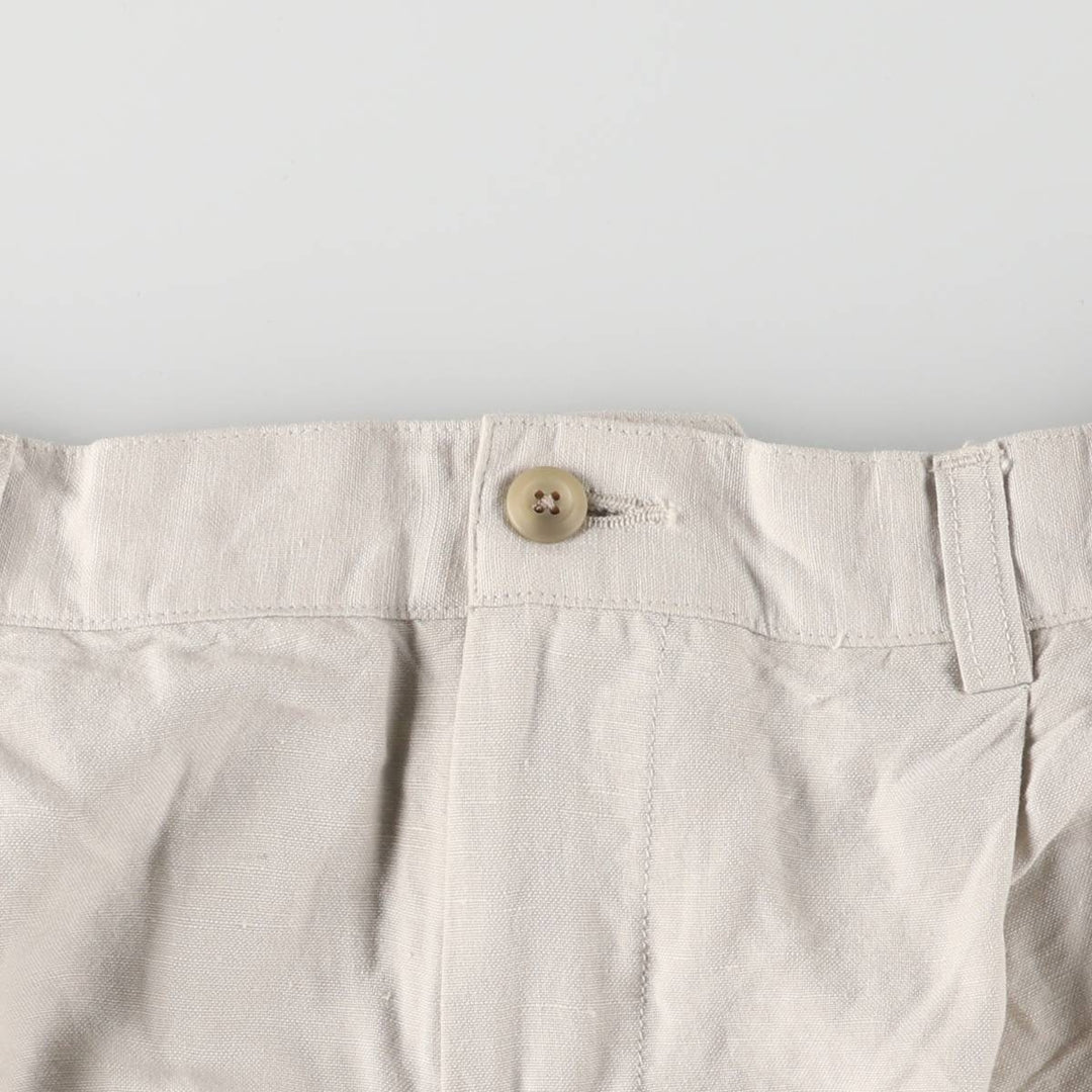 Perry Ellis PERRY ELLIS PORTFOLIO Two-pleat rayon x linen shorts, short pants for men, size W34 linen gray type Vintage Second Hand