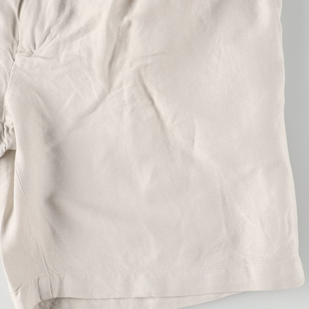 Perry Ellis PERRY ELLIS PORTFOLIO Two-pleat rayon x linen shorts, short pants for men, size W34 linen gray type Vintage Second Hand