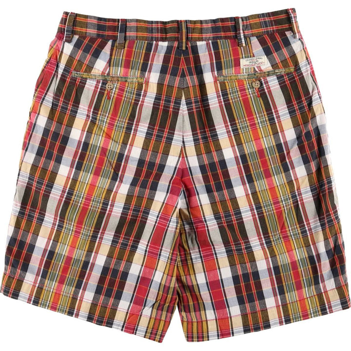 Ralph Lauren POLO by Ralph Lauren Check Pattern Cotton Shorts Short Pants Men's W35 cotton red type Vintage Second Hand