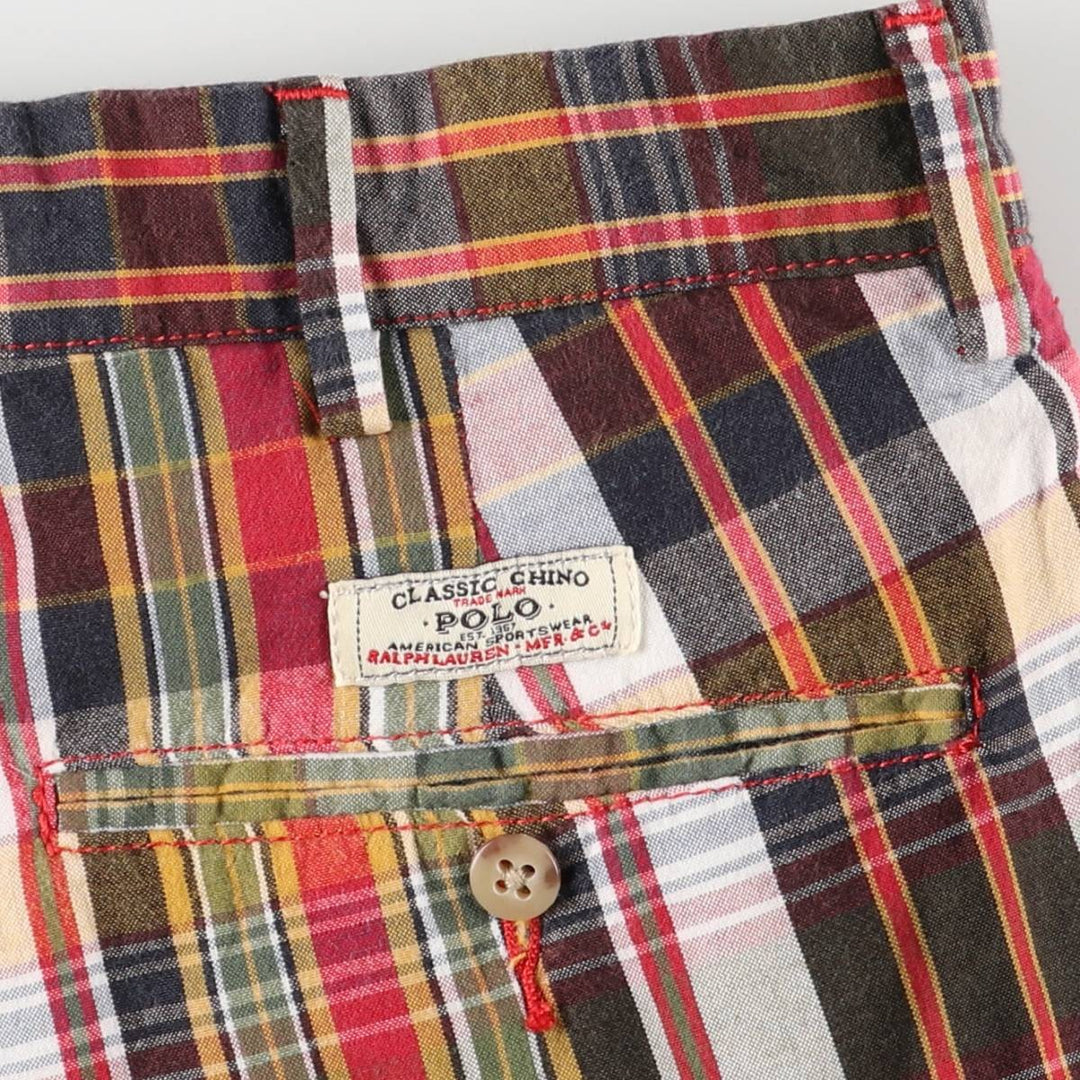 Ralph Lauren POLO by Ralph Lauren Check Pattern Cotton Shorts Short Pants Men's W35 cotton red type Vintage Second Hand