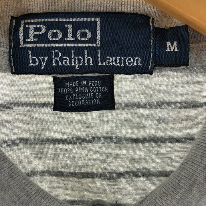 Ralph Lauren POLO by Ralph Lauren short sleeve striped polo shirt, men's size M Pima Cotton gray type Vintage Second Hand