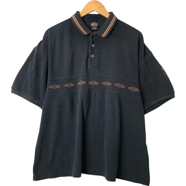 Harley-Davidson short-sleeved polo shirt, size L for men cotton navy blue type Vintage Second Hand