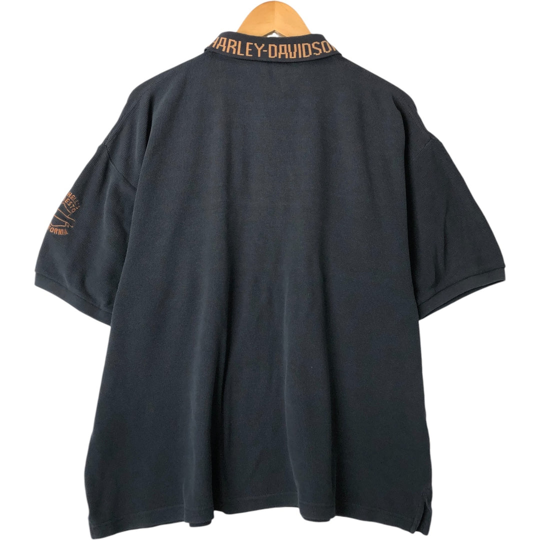 Harley-Davidson short-sleeved polo shirt, size L for men cotton navy blue type Vintage Second Hand