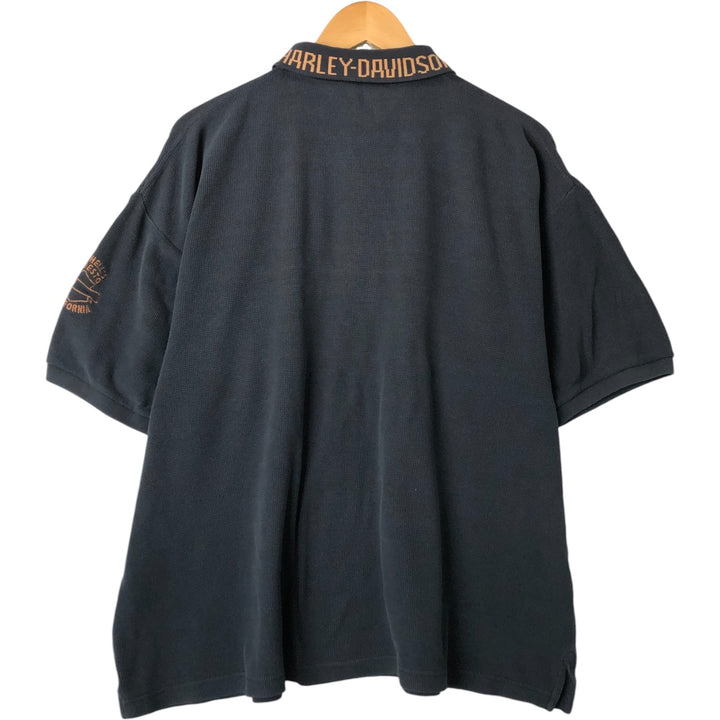 Harley-Davidson short-sleeved polo shirt, size L for men cotton navy blue type Vintage Second Hand
