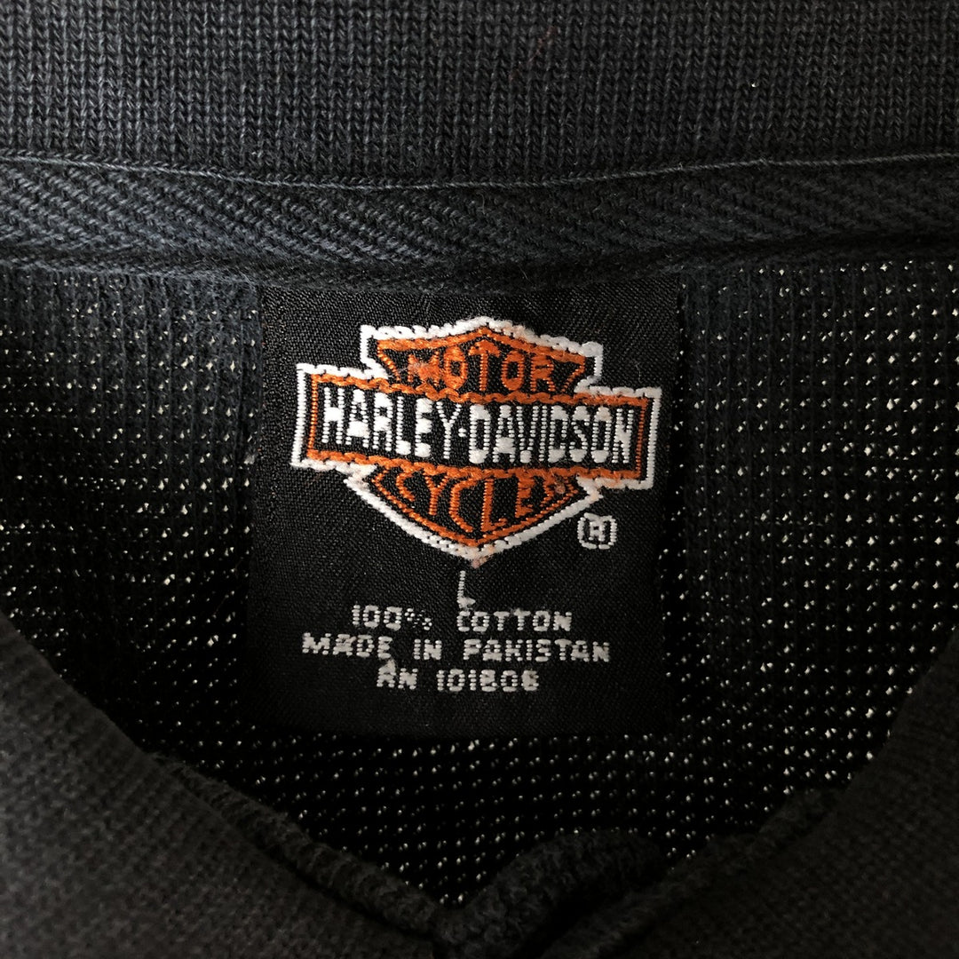 Harley-Davidson short-sleeved polo shirt, size L for men cotton navy blue type Vintage Second Hand