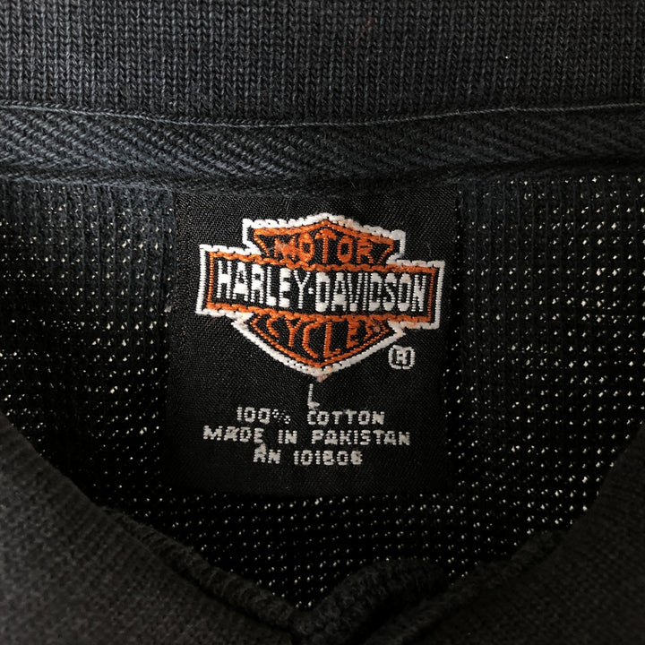 Harley-Davidson short-sleeved polo shirt, size L for men cotton navy blue type Vintage Second Hand