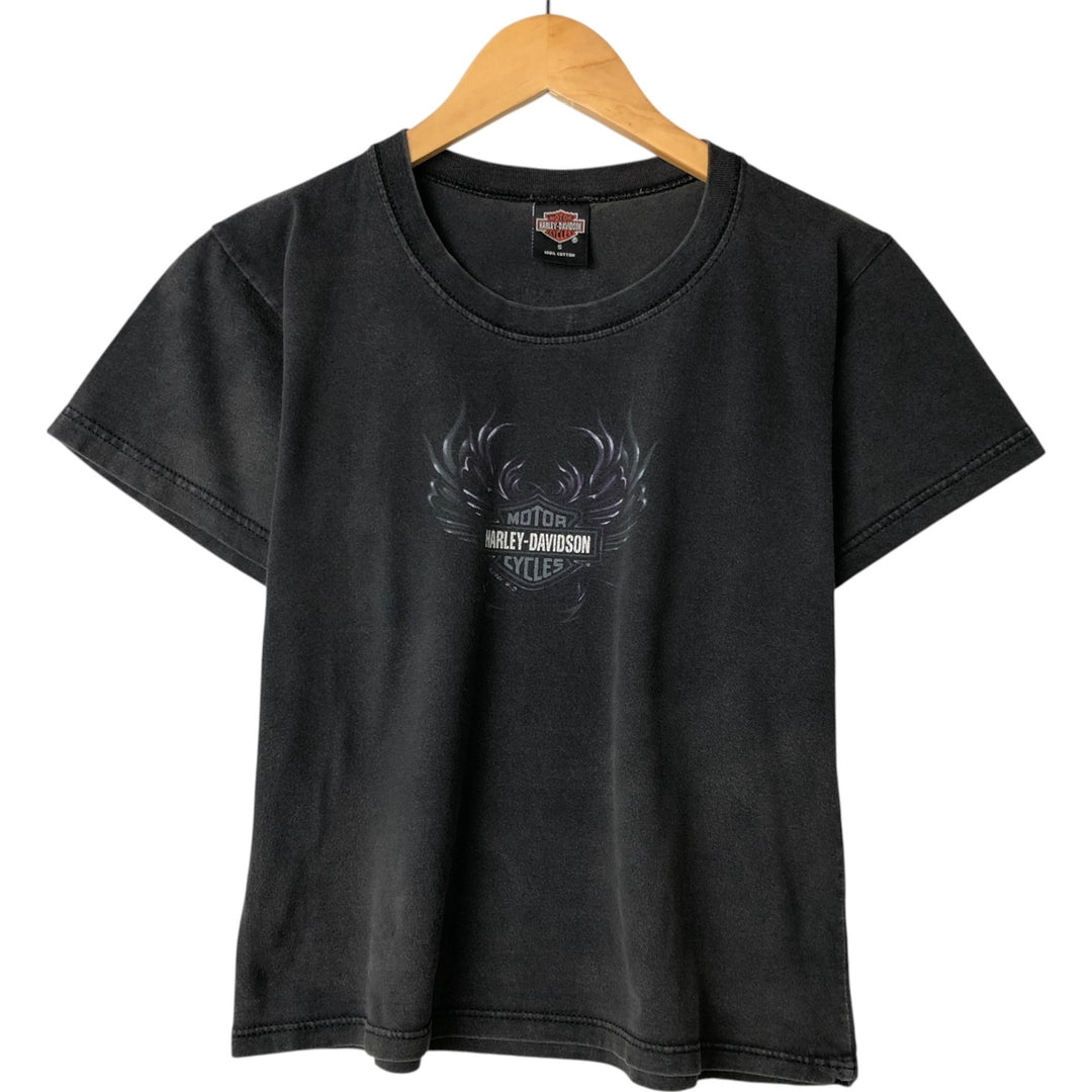 00'S Harley-Davidson Motorcycle Bike T-shirt Made in USA Women's S size cotton black type Vintage Second Hand