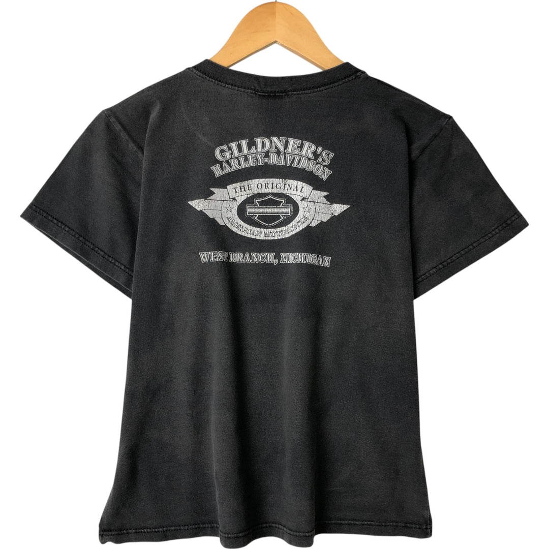 00'S Harley-Davidson Motorcycle Bike T-shirt Made in USA Women's S size cotton black type Vintage Second Hand