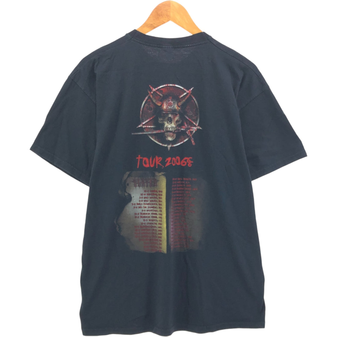 Fruit of the Loom Slayer Skull Pattern Band T-shirt, Men's L size cotton black type Vintage Second Hand