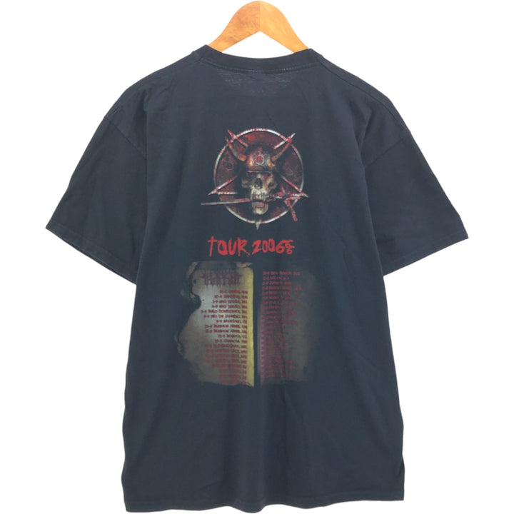 Fruit of the Loom Slayer Skull Pattern Band T-shirt, Men's L size cotton black type Vintage Second Hand