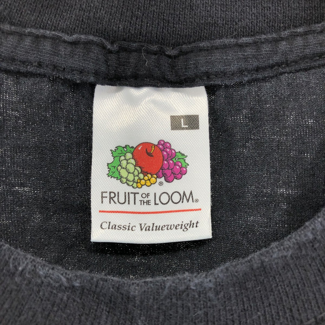 Fruit of the Loom Slayer Skull Pattern Band T-shirt, Men's L size cotton black type Vintage Second Hand
