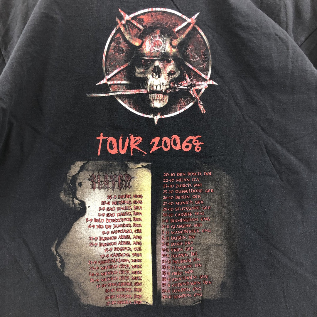 Fruit of the Loom Slayer Skull Pattern Band T-shirt, Men's L size cotton black type Vintage Second Hand