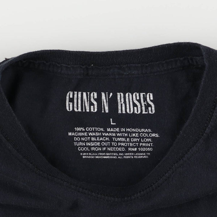 GUNS N' ROSES Skull Pattern Band T-shirt, Band Tee, Men's L size cotton black type Vintage Second Hand