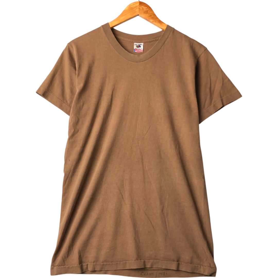 90'S Fruit of the Loom plain T-shirt, made in the USA, men's size M, vintage cotton brown type Vintage Second Hand