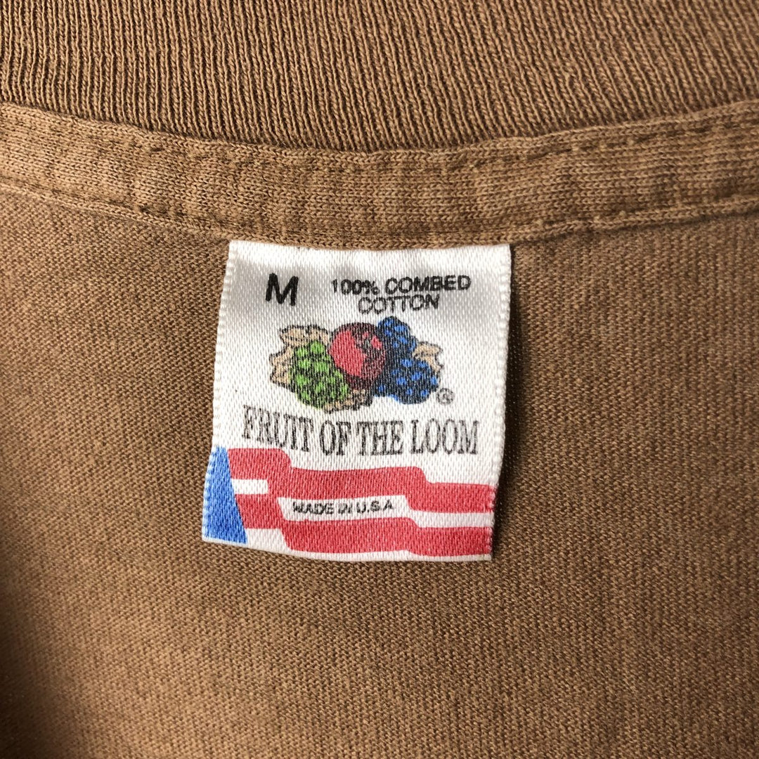 90'S Fruit of the Loom plain T-shirt, made in the USA, men's size M, vintage cotton brown type Vintage Second Hand