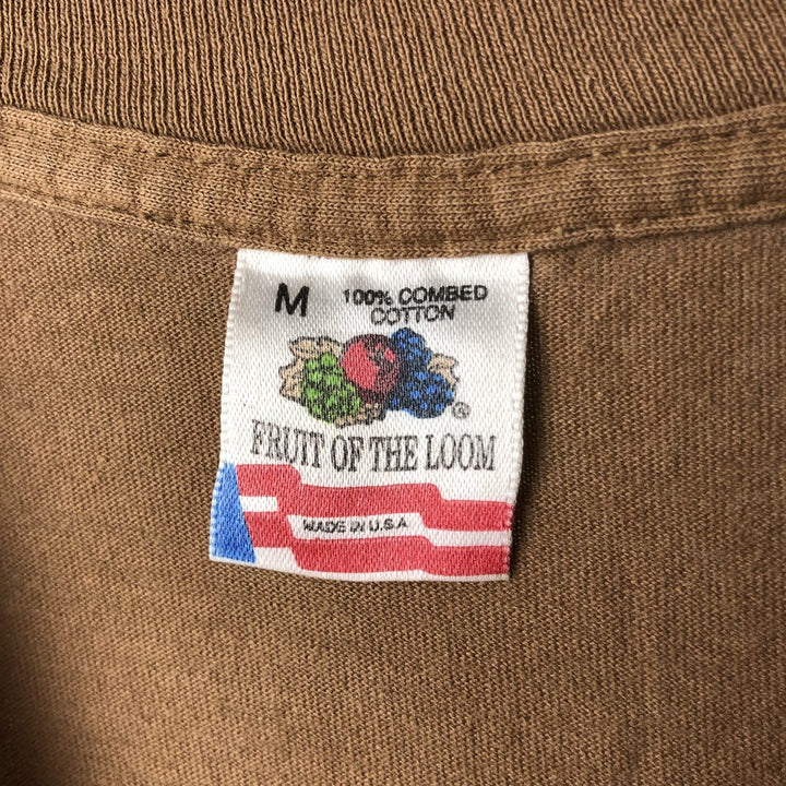90'S Fruit of the Loom plain T-shirt, made in the USA, men's size M, vintage cotton brown type Vintage Second Hand
