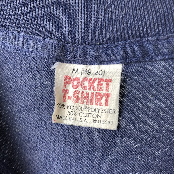Vintage 1980'S plain pocket T-shirt, made in the USA, size M, men's cotton blue type Vintage Second Hand