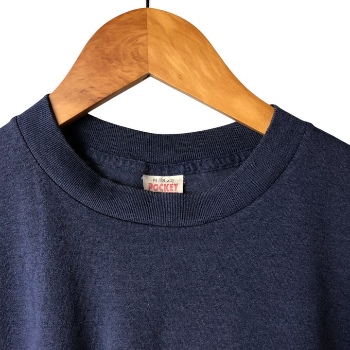Vintage 1980'S plain pocket T-shirt, made in the USA, size M, men's cotton blue type Vintage Second Hand