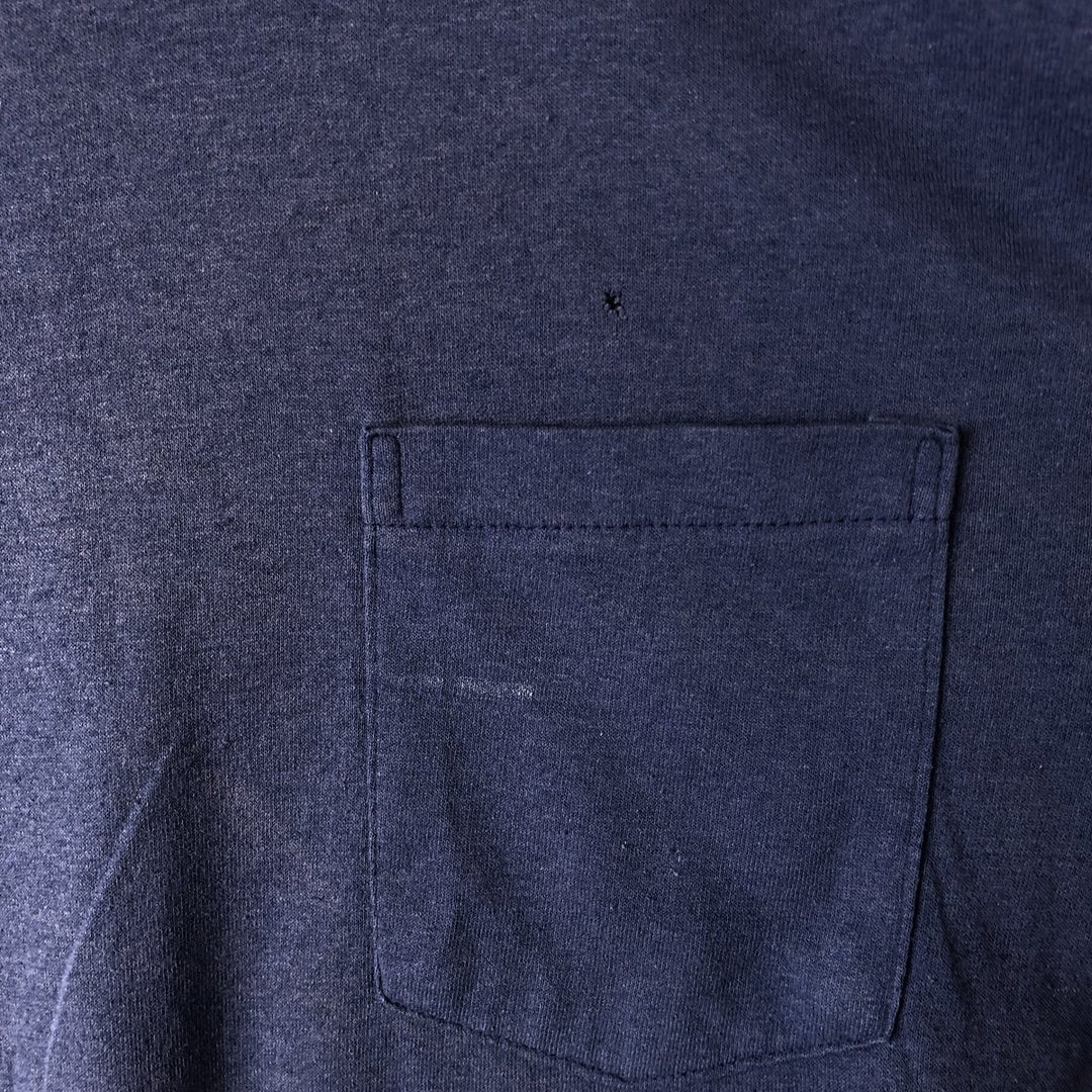 Vintage 1980'S plain pocket T-shirt, made in the USA, size M, men's cotton blue type Vintage Second Hand
