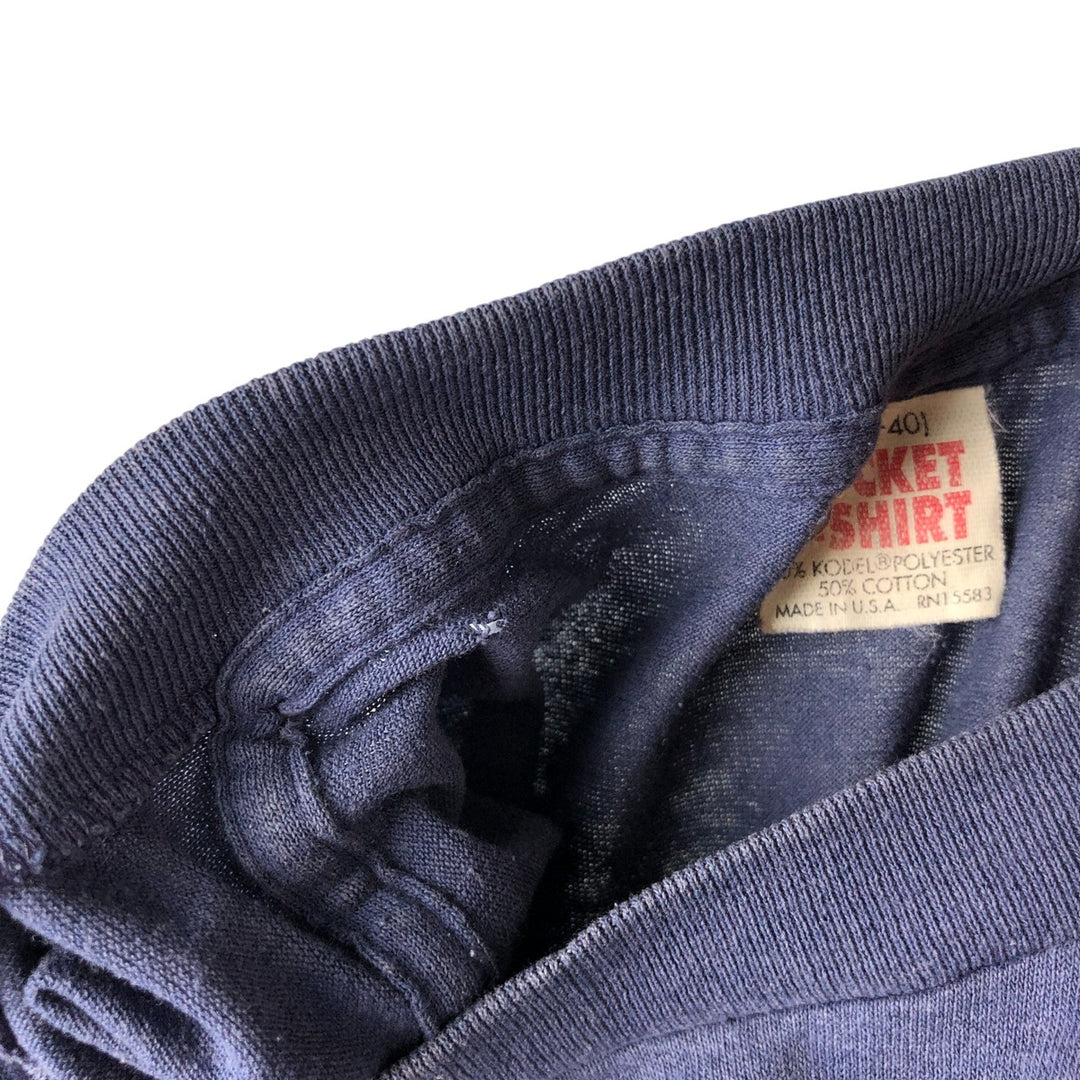 Vintage 1980'S plain pocket T-shirt, made in the USA, size M, men's cotton blue type Vintage Second Hand