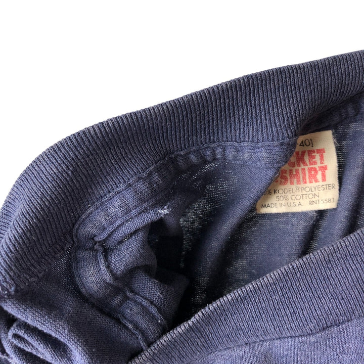 Vintage 1980'S plain pocket T-shirt, made in the USA, size M, men's cotton blue type Vintage Second Hand