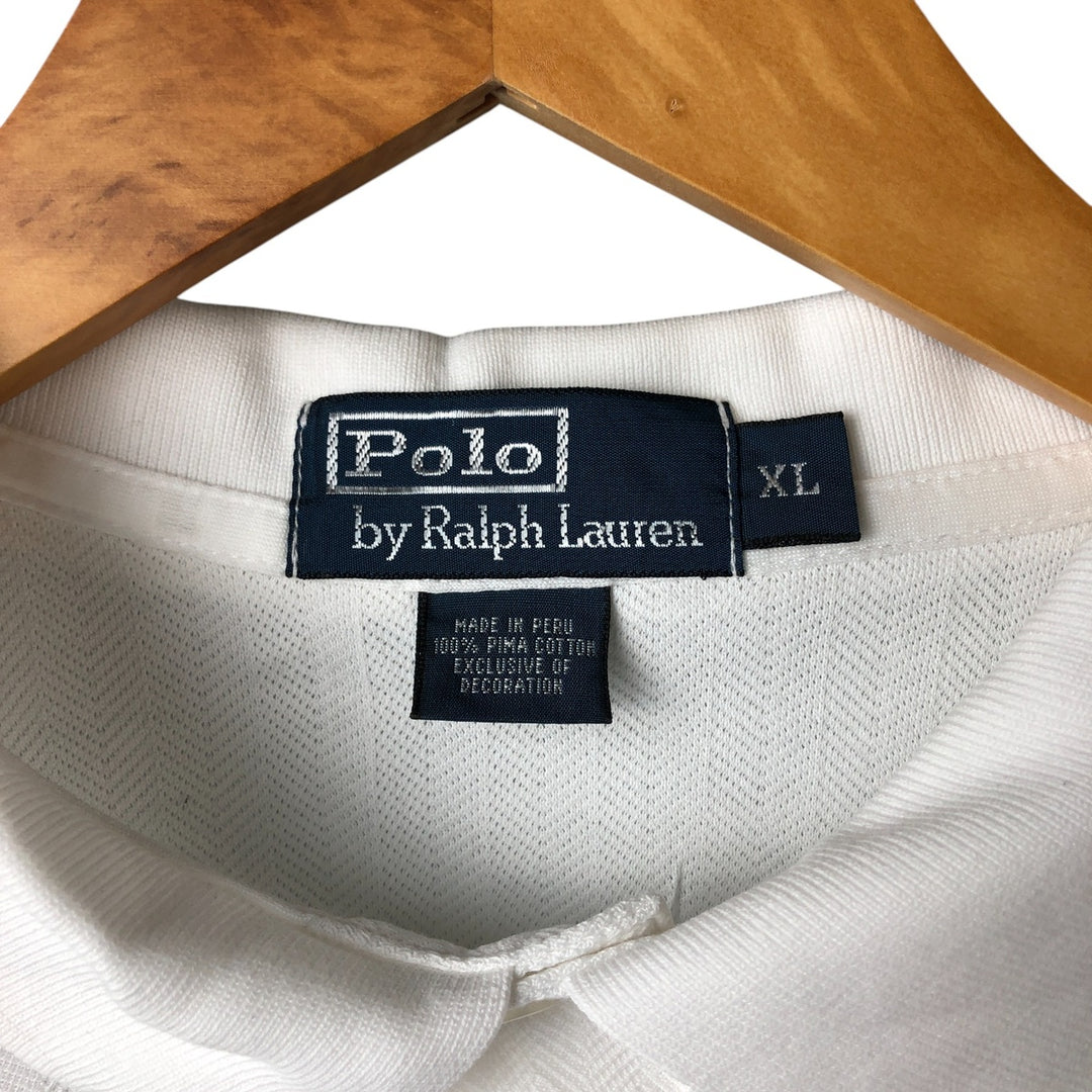 Ralph Lauren POLO by Ralph Lauren Herringbone Short Sleeve Polo Shirt Men's XL Pima Cotton white type Vintage Second Hand