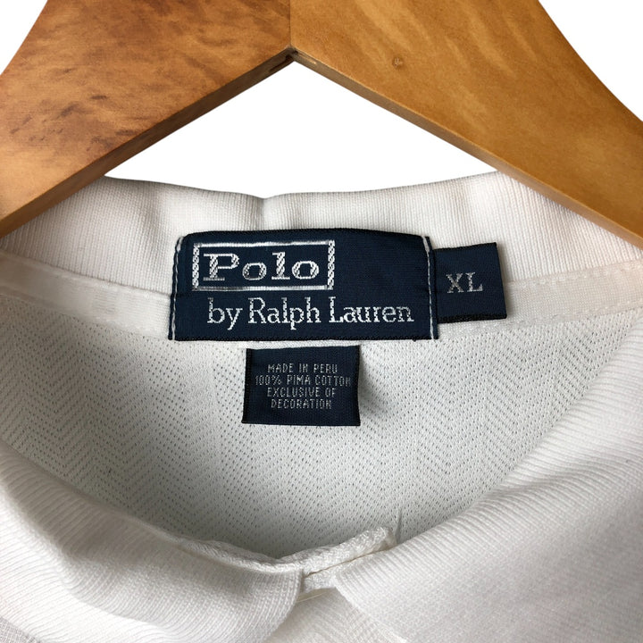 Ralph Lauren POLO by Ralph Lauren Herringbone Short Sleeve Polo Shirt Men's XL Pima Cotton white type Vintage Second Hand