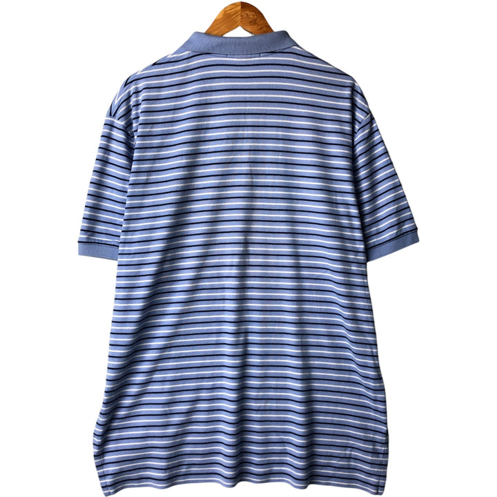Ralph Lauren POLO by Ralph Lauren short sleeve striped polo shirt, men's XL size cotton Blue type light blue Vintage Second Hand