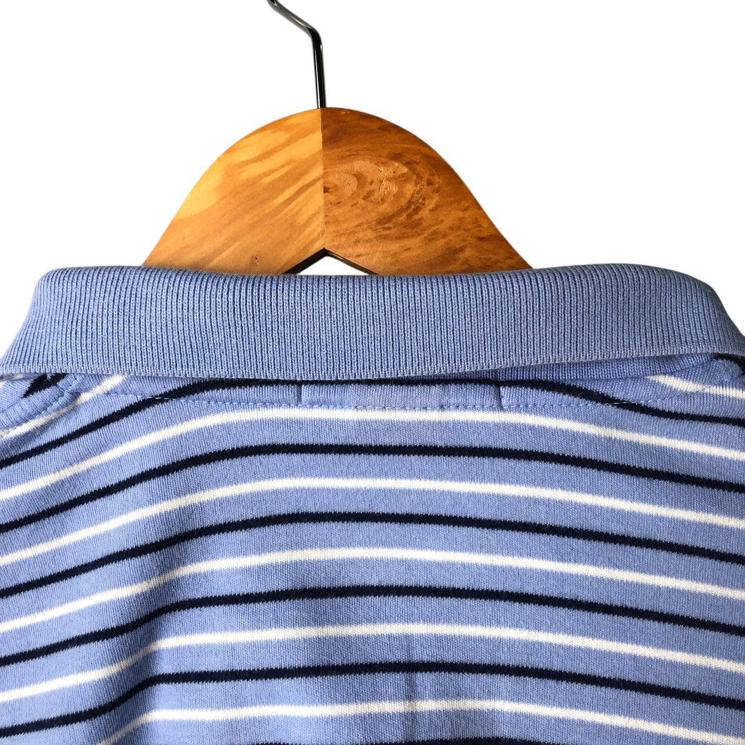 Ralph Lauren POLO by Ralph Lauren short sleeve striped polo shirt, men's XL size cotton Blue type light blue Vintage Second Hand