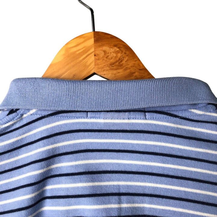 Ralph Lauren POLO by Ralph Lauren short sleeve striped polo shirt, men's XL size cotton Blue type light blue Vintage Second Hand