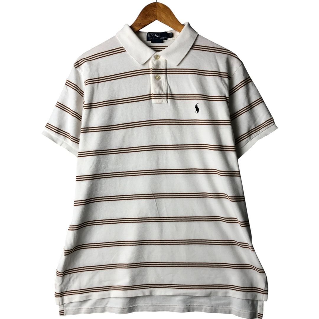Ralph Lauren POLO by Ralph Lauren CUSTOM FIT short sleeve striped polo shirt men's XL size cotton white type Vintage Second Hand