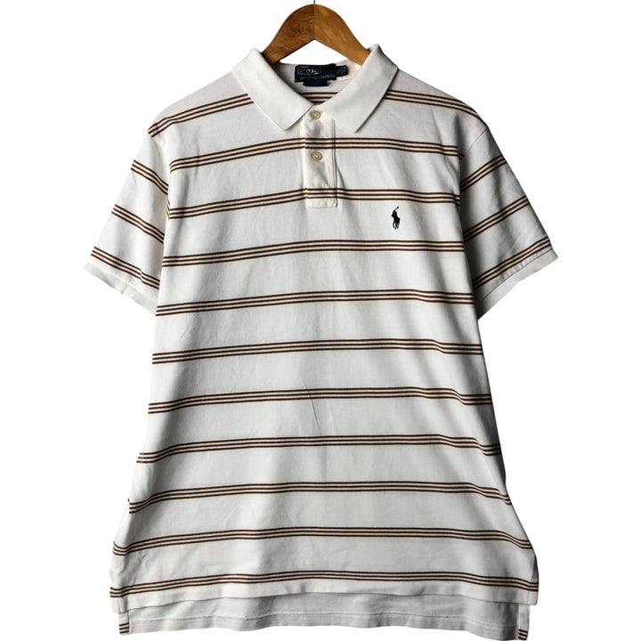 Ralph Lauren POLO by Ralph Lauren CUSTOM FIT short sleeve striped polo shirt men's XL size cotton white type Vintage Second Hand