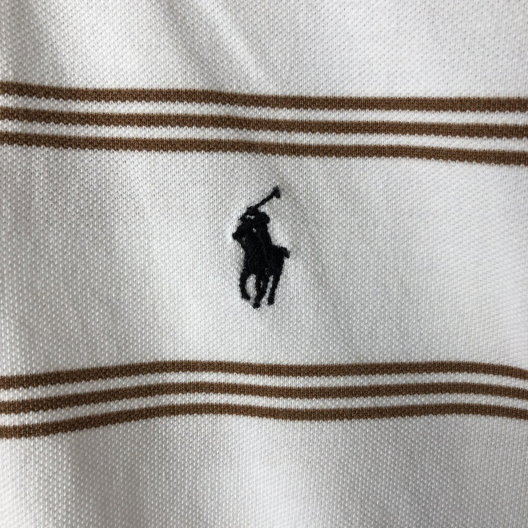 Ralph Lauren POLO by Ralph Lauren CUSTOM FIT short sleeve striped polo shirt men's XL size cotton white type Vintage Second Hand