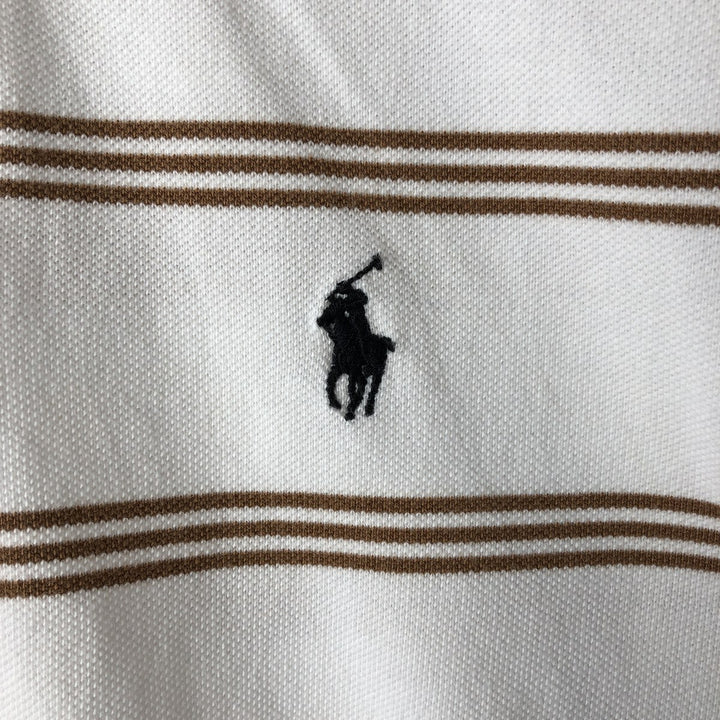 Ralph Lauren POLO by Ralph Lauren CUSTOM FIT short sleeve striped polo shirt men's XL size cotton white type Vintage Second Hand