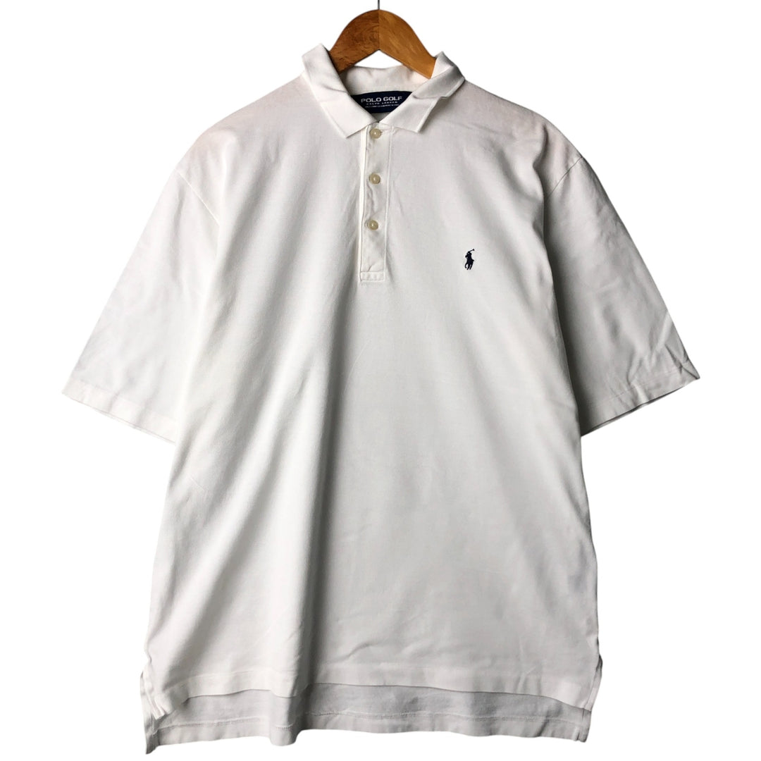Ralph Lauren POLO GOLF Polo Golf short sleeve polo shirt for men size L Pima Cotton white type Vintage Second Hand