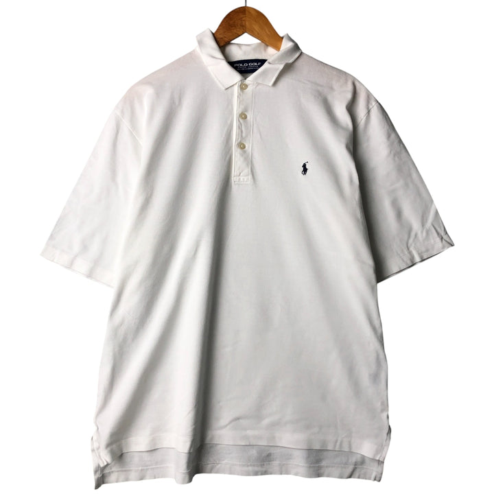 Ralph Lauren POLO GOLF Polo Golf short sleeve polo shirt for men size L Pima Cotton white type Vintage Second Hand