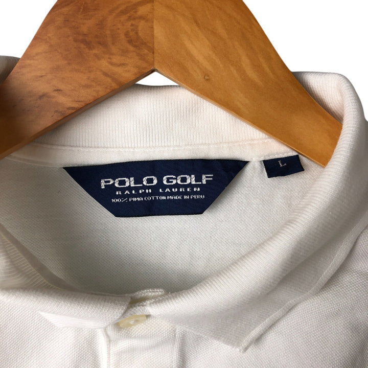 Ralph Lauren POLO GOLF Polo Golf short sleeve polo shirt for men size L Pima Cotton white type Vintage Second Hand