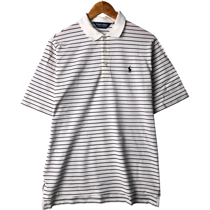 Ralph Lauren POLO GOLF Polo Golf short sleeve striped polo shirt men's size M Pima Cotton white type Vintage Second Hand