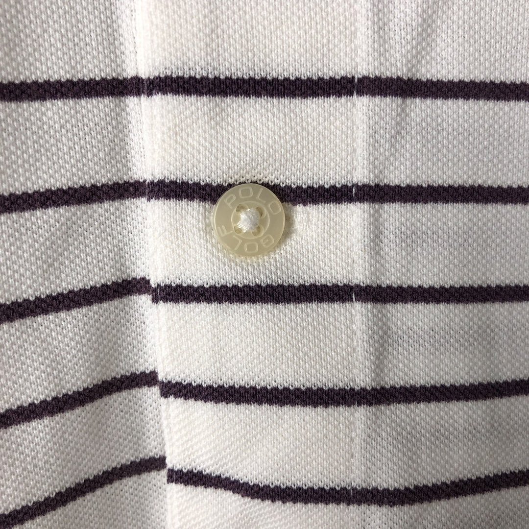 Ralph Lauren POLO GOLF Polo Golf short sleeve striped polo shirt men's size M Pima Cotton white type Vintage Second Hand