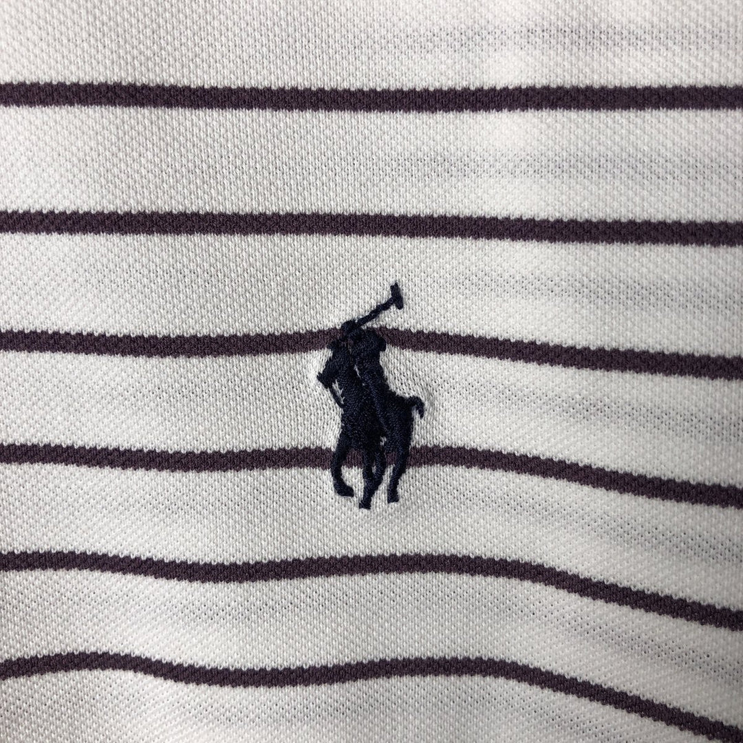 Ralph Lauren POLO GOLF Polo Golf short sleeve striped polo shirt men's size M Pima Cotton white type Vintage Second Hand