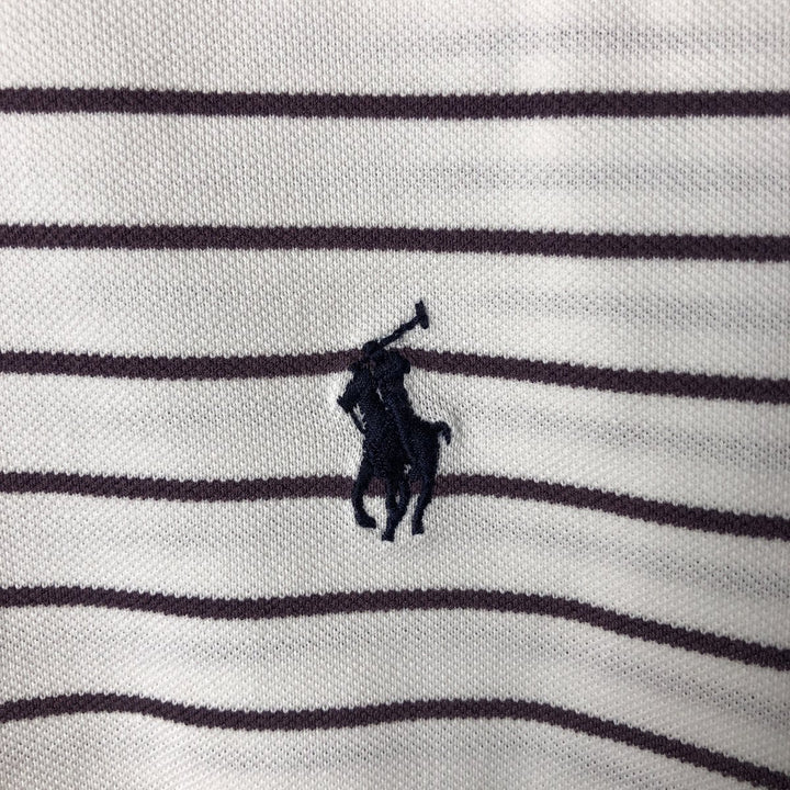 Ralph Lauren POLO GOLF Polo Golf short sleeve striped polo shirt men's size M Pima Cotton white type Vintage Second Hand