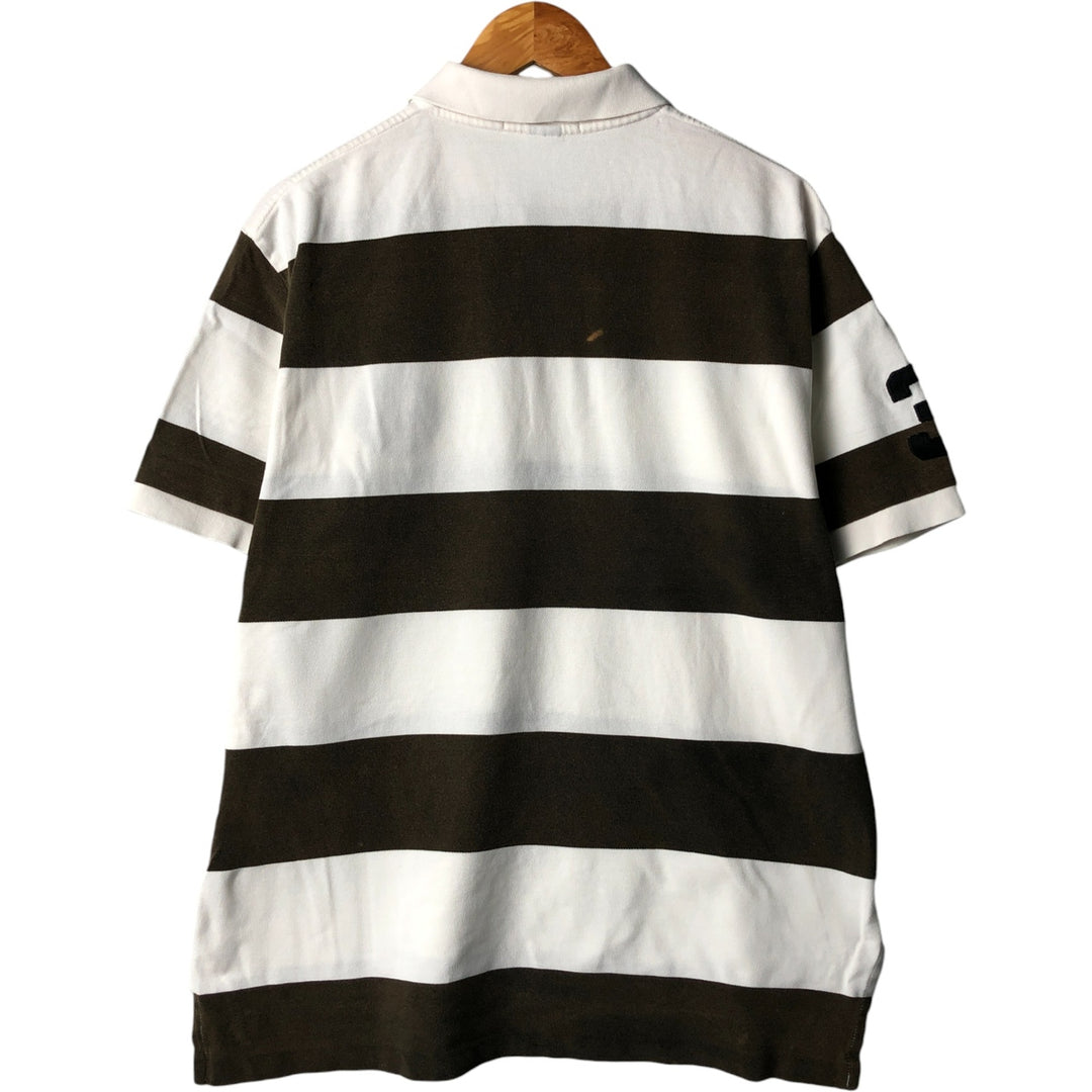 Ralph Lauren POLO by Ralph Lauren short sleeve striped polo shirt, men's XL size cotton white type Vintage Second Hand