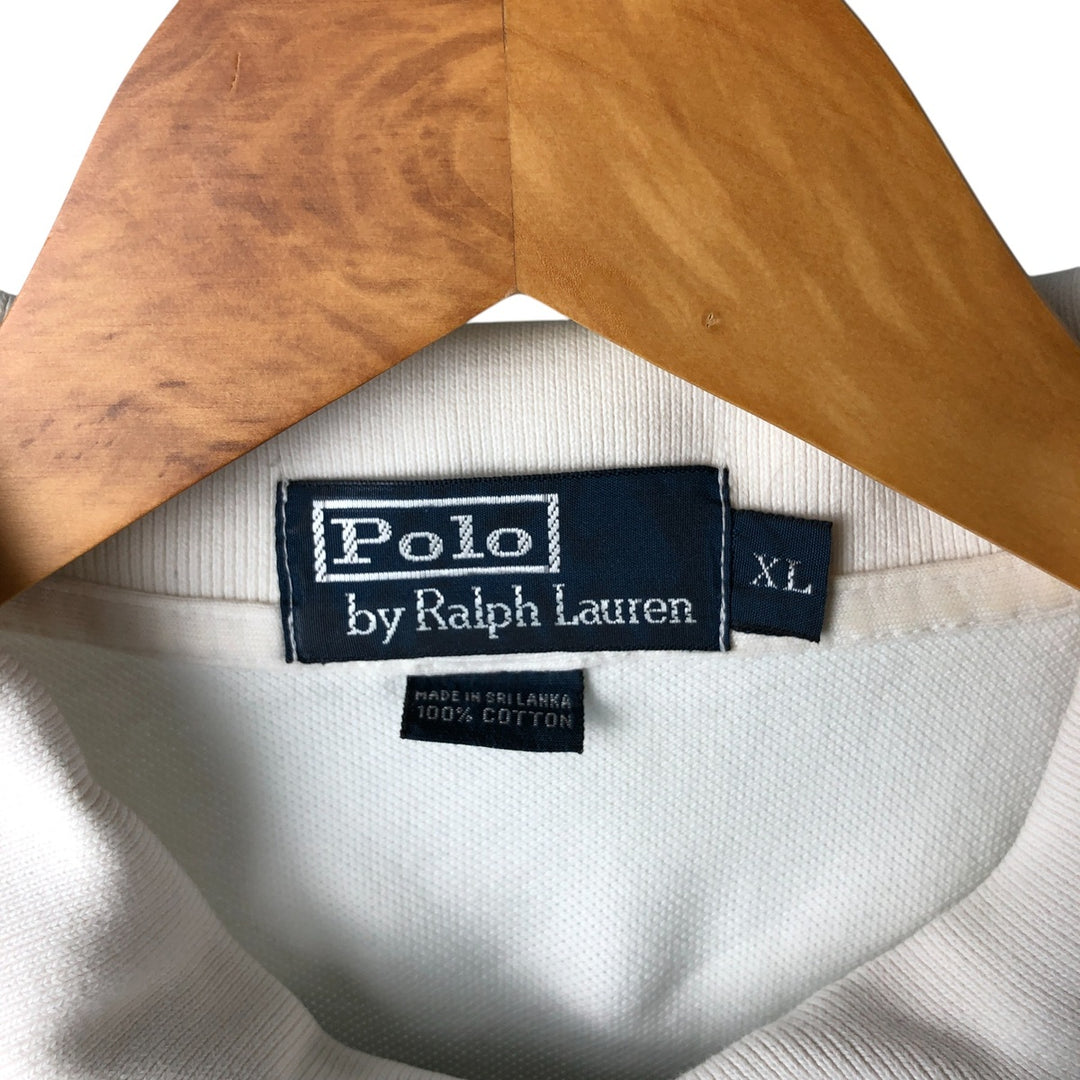 Ralph Lauren POLO by Ralph Lauren short sleeve striped polo shirt, men's XL size cotton white type Vintage Second Hand